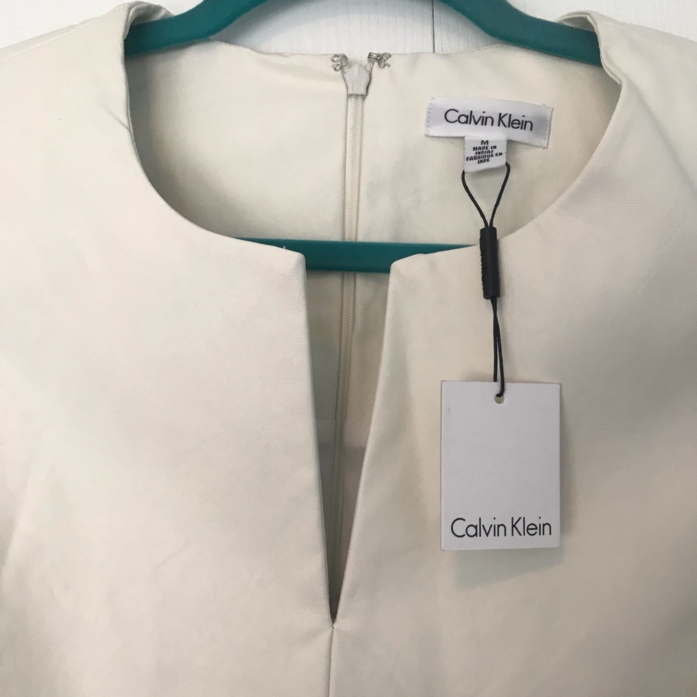 CALVIN KLEIN - white leather sleeveless top